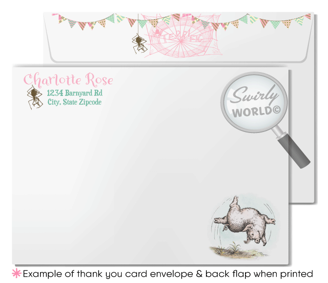 Vintage Charlotte's Web 1st Birthday Invitation & Thank You Card Digit -  swirly-world-design