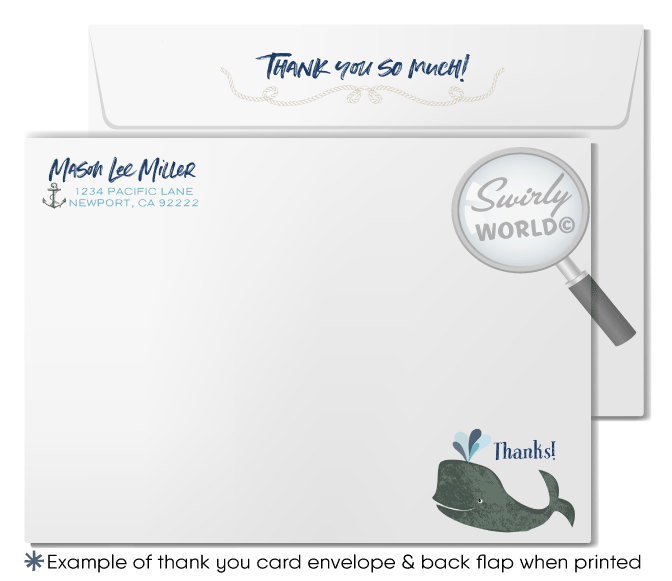 Vintage nautical under the sea whale themed aquarium 1st birthday invitations for boys or girls; digital invitation and thank you card download bundle.