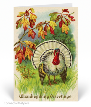 1920s-1930s Vintage Victorian Art Deco Autumn Turkey Thanksgiving Greeting Cards